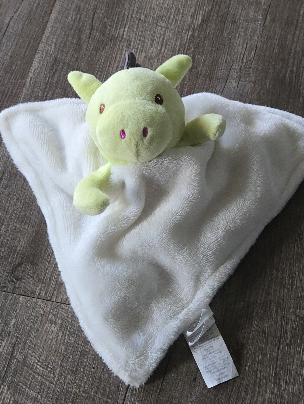 DTU Inc Dinosaur Lovey Baby Security Blanket Green Cream Off White Dragon